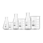 Bello Set of 6- Borosilicate 3.3 Glass Beaker and Conical Flask 50ml, 100ml, 250ml with Graduation Marks