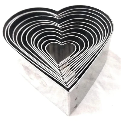 Set of 12 pcs Heart Shaped Stainless Steel Cookies Cutter