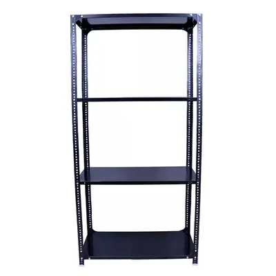 Menage 60x36x12 Inch 4 Shelves 24 Gauge Metal Black Slotted Angle Rack