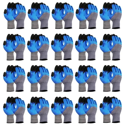 Minsales 20 Pair Safety Gloves - Nylon Nitrile Half Coated, Heat Resistant, Cut Resistant for Industrial Use