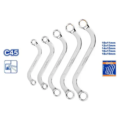 Wadfow Set of 5 S-shaped double-head Ring Wrench 8-22mm  (WFR4405)