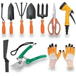 AGT Garden Tools Combo Kit of 5 pc Trowel Set, Scissor, Pruner Shears, 1" Khurpi, Spray Gun and a pair of Gardening Gloves