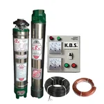 KBS 0.5 HP 12 Stage(3 inch) V3 Single Phase Water Cooled Submersible Pump With Control Panel, 30M Submersible Cable, Safety Wire & 1 Year Warranty
