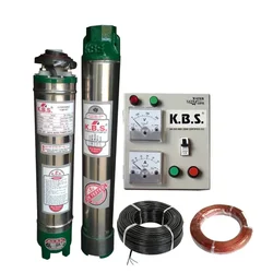 KBS 0.5 HP 12 Stage(3 inch) V3 Single Phase Water Cooled Submersible Pump With Control Panel, 30M Submersible Cable, Safety Wire & 1 Year Warranty