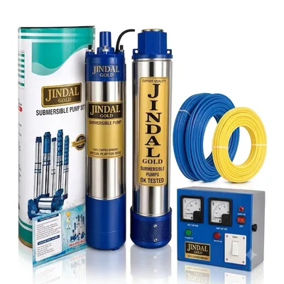 Jindal 0.5 HP 12 Stage V3 Single Phase Water Cooled Submersible Pump, 130ft Head, 2400 LPH