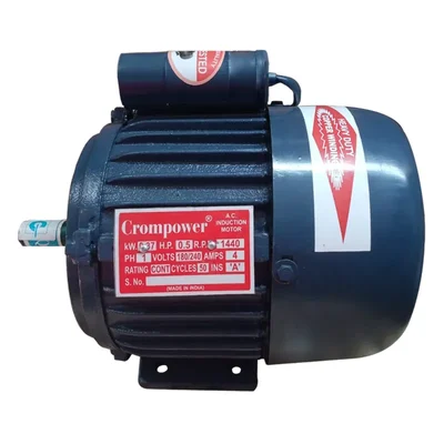 Crompower 0.5 HP 4 Pole 1440 RPM Single Phase Foot Mounted AC Induction Motor With One Year Warranty