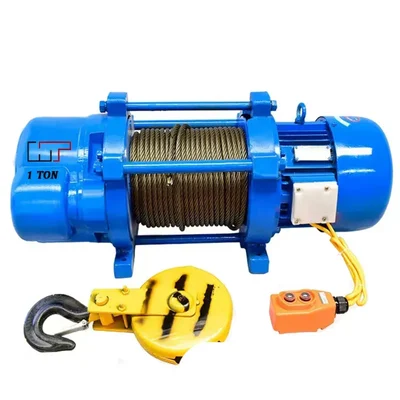 HT 1 Ton Load Capacity 3 hp Electric Wire Rope Hoist, 60 meter*8 mm Wire Rope, Three Phase