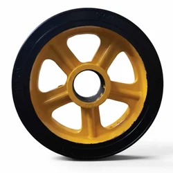Heavy Duty 400 x 100 MM / 16 x 4 Inch 1000 Kg Load Capacity Rubber Wheel ( C.I + Wheel ) Without Ball Bearing