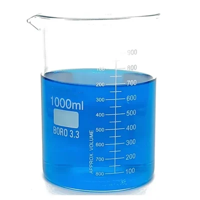 Cometek 1000mL Laboratory Beaker Borosilicate 3.3 Glass with Pouring Spout & 100mL Graduation Lines