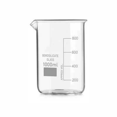 VVS 1000ml Borosilicate 3.3 Glass Transparent Lab Beaker with Graduation Spout Pack of 1