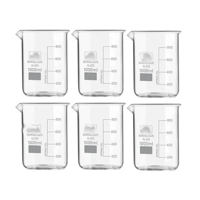 SBT Instruments 6 pcs Borosilicate 3.3 Glass Beaker 1000ml with Graduation Marks for Laboratory