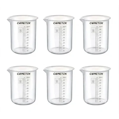 Cometek 1000ml Polypropylene Beaker Set of 6 for School & College Labs