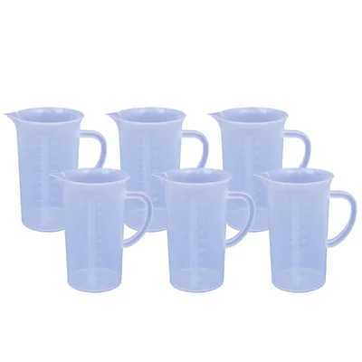 VVS 1000ml Polypropylene Lab Measuring Jug Pour Spout Raised Graduations Pack of 6