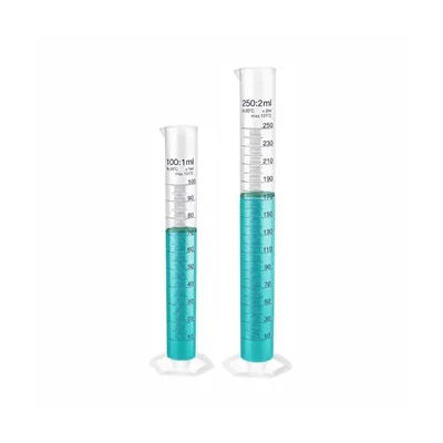 Labxprt 100-250ml Set of 2 Plastic Graduated Cylinder Accurate Volume Measuring for Chemistry Labs