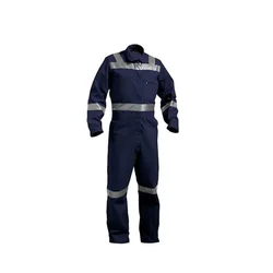 SENSE SAFETY 100% Cotton Boiler Suit, Unisex Blue, Medium, 225 GSM, Retardant, Multiple Pockets, Reflective Tape