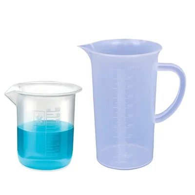 Bello 2pcs Polypropylene Beakers of 100ml & 1000ml Capacity with Graduation Marks for Laboratory