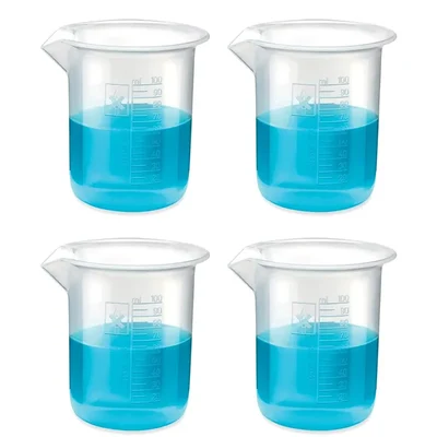 Bello 4pcs x 100ml Polypropylene Beakers with Graduation Marks for Laboratory