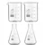Bello Set of 4 Borosilicate 3.3 Glass Beaker and Conical Flask of 100 ml with Graduation Marks