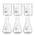 Bello Set of 6 Borosilicate 3.3 Glass Beaker and Conical Flask of 100 ml with Graduation Marks