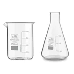 Bello Set of 2 Borosilicate 3.3 Glass Beaker and Conical Flask of 100 ml with Graduation Marks