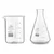 Bello Set of 2 Borosilicate 3.3 Glass Beaker and Conical Flask of 100 ml with Graduation Marks