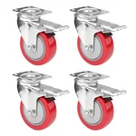 Premium Quality 4 inch Plate Type Caster Wheel With Brake, 300 kg Load Capacity (Pack of 4)