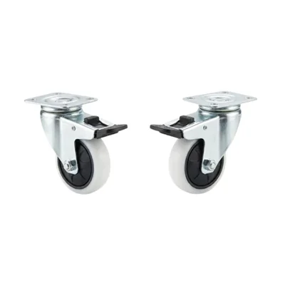 Heavy Duty 4 inch / 100 mm Pack Of 2 Swivel With Brake Type Single Ball Bearing PP Caster Wheel