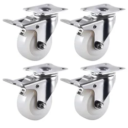 Premium Quality 4 inch Plate Type Caster Wheel With Brake, 330 kg Load Capacity (Pack of 4)