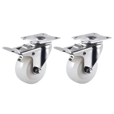 Premium Quality 4 inch Plate Type Caster Wheel With Brake, 80 kg per Wheel Load Capacity(Pack-2 pcs)