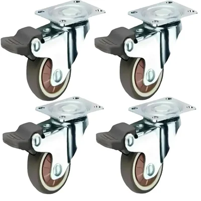 Ackwheel (A-99) Heavy Duty Single Wheel Plate type Castor 50 mm with Brake, Load Capacity 100 Kg (Pack of 4 pcs)