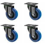Heavy Duty 100 kg Load Capacity 4 pcs 4 inch (100 mm) Swivel Type  Single Ball Bearing Elastic Rubber Caster Wheel
