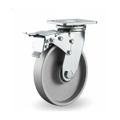 Heavy Duty 4 inch Swivel With Brake Type Double Ball Bearing Cast Iron Caster Wheel