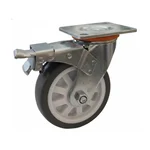 Heavy Duty 4 inch / 100 mm Swivel With Brake Type Double Ball Bearing TPR Caster Wheel