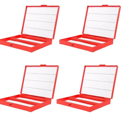 SBT Instruments 4 Pack Slide Box for 100 Slides Each including Index, Plastic Material