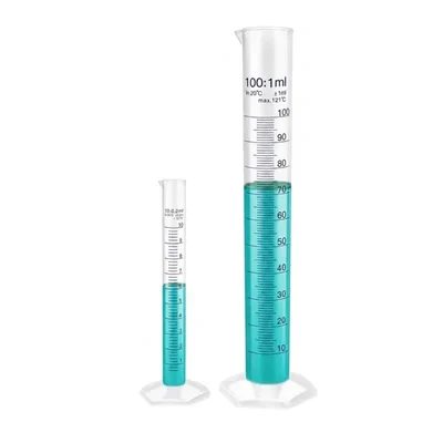 Labxprt 10-100ml Set of 2 Plastic Graduated Cylinder Accurate Volume Measuring for Chemistry Labs