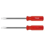 Polymak 10x400mm Extra-Long Flat Slotted Screwdriver Hardened Tip High-Leverage Professional Hand Driver HT-P-FSD-1016 (Pack of 2)