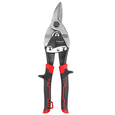 Polymak 250mm Aviation Snip Right Cut Forged Alloy Steel Serrated Sheet Metal Shears Comfort Grip HT-P-ASR-10
