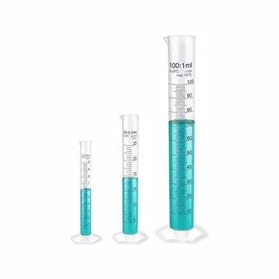 Labxprt 10-25-100ml Set of 3 Plastic Graduated Cylinder Accurate Volume Measuring for Chemistry Labs