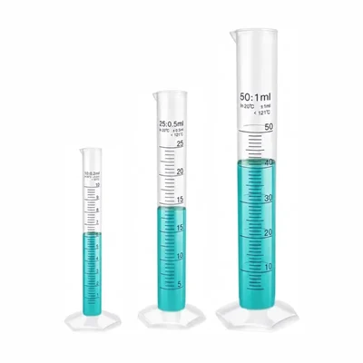 Labxprt 10-25-50ml Set of 3 Plastic Graduated Cylinder Accurate Volume Measuring for Chemistry Labs