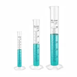 Labxprt 10-25-50ml Set of 3 Plastic Graduated Cylinder Accurate Volume Measuring for Chemistry Labs
