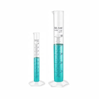 Labxprt 10-50ml Set of 2 Plastic Graduated Cylinder Accurate Volume Measuring for Chemistry Labs