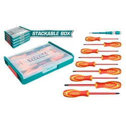Total 10 Pcs Insulated Screwdriver Set with Stackable Box (THKTV02S101)
