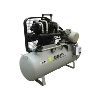 GNAT 10HP 250L Two Stage 3 Cylinder Belt Driven Lubricated Air Compressor for Industrial Assembly & Heavy Pneumatic Tools