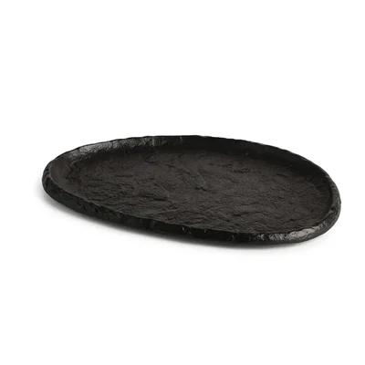 Premium Modern 10-Inch Black Melamine Concrete Platter Serving Tray