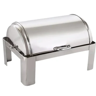 Stainless Steel 10 Ltr Rectangular Roll Top Chafing Dish with Stackable Stand