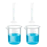 Bello Measuring Cylinders 2pcs x 10ml & Beakers  2pcs x 250ml with Blue Printed Graduation Marks, Polypropylene Material