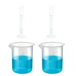 Bello Measuring Cylinders 2pcs x 10ml & Beakers  2pcs x 50ml with Blue Printed Graduation Marks, Polypropylene Material
