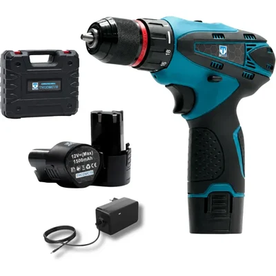 Heavy Duty 10mm 12V Cordless Metal Chuck 2-Speed Control Drill Machine With Battery & Charger, 0-350/0-1350 RPM