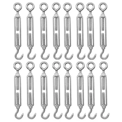 Premium Quality 10 mm Eye to hook Commercial Mild Steel Galvanized Turnbuckle (Pack of -16)