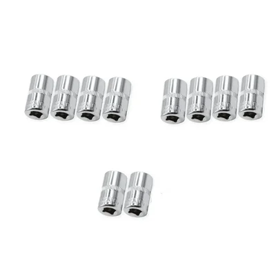 Keaa 10 Pcs 1/4 Inch Drive 6 Point Standard 10 mm Chrome Vanadium Metric Socket for Hex Fasteners Manual Use